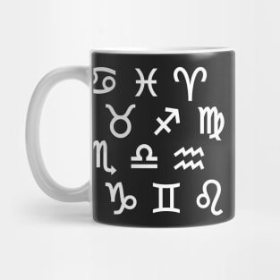 Zodiac Signs Astrology Pattern - White Print Mug